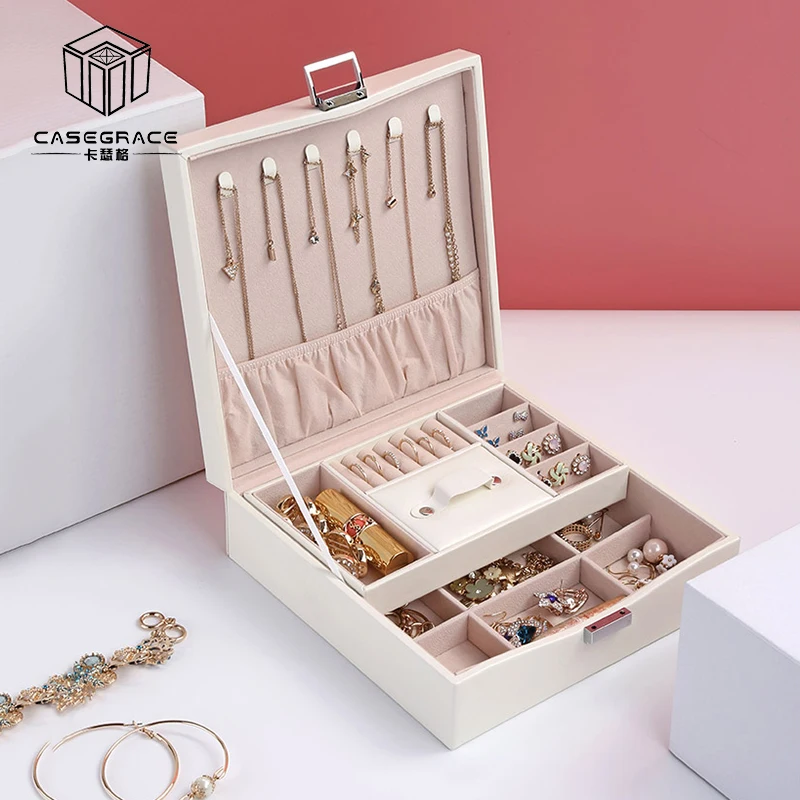 Casegrace New Design PU Leather Two Layers Jewelry Box With Mirror Lock Girl Earrings Necklace Jewelry Storage Boxes Organizer
Casegrace New Design PU Leather Two Layers Jewelry Box With Mirror Lock Girl Earrings Necklace Jewelry Storage Boxes Organizer