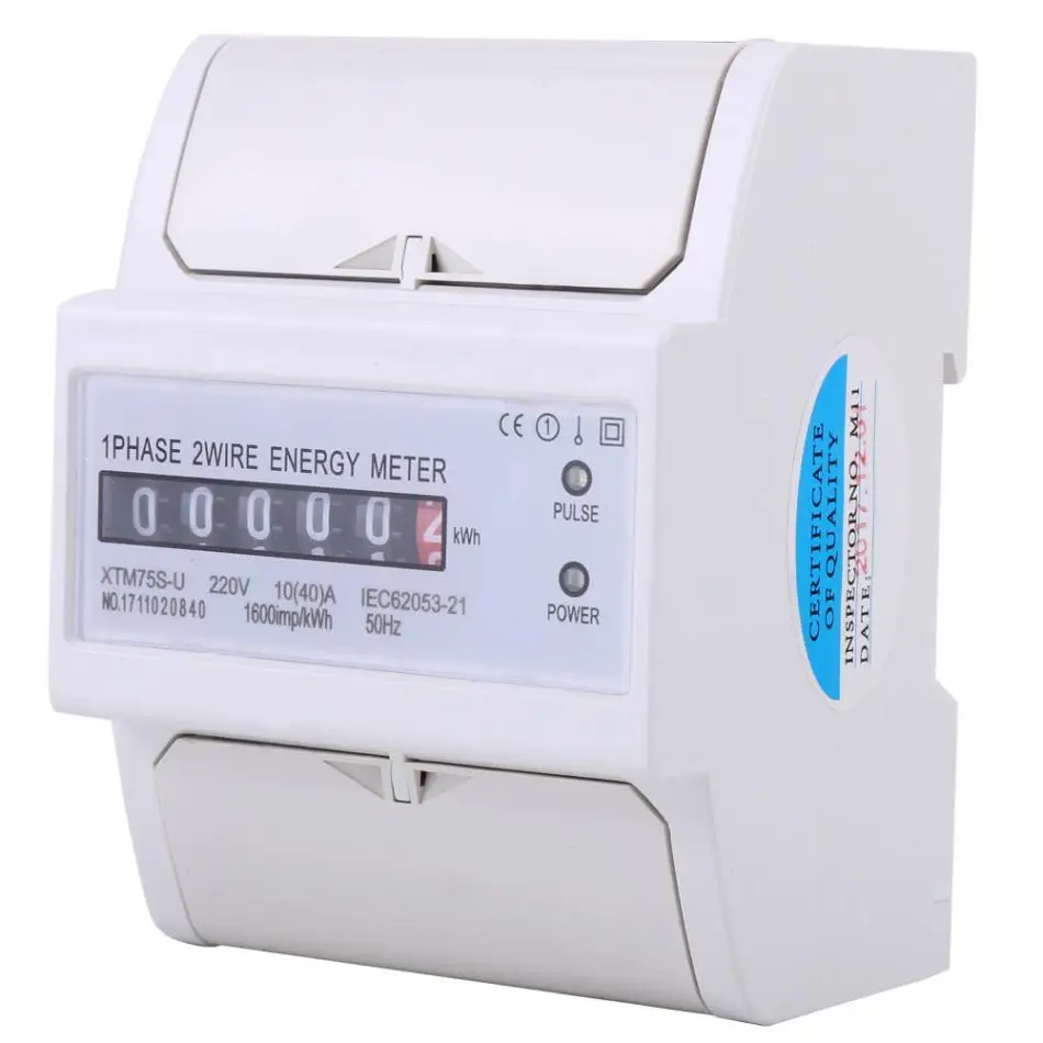 AC 220V 50Hz 1 Phase 2 Wire Energy Meter DIN Rail Electronic Meter Energy KWh Meter 10-40A Measuring Tools
AC 220V 50Hz 1 Phase 2 Wire Energy Meter DIN Rail Electronic Meter Energy KWh Meter 10-40A Measuring Tools