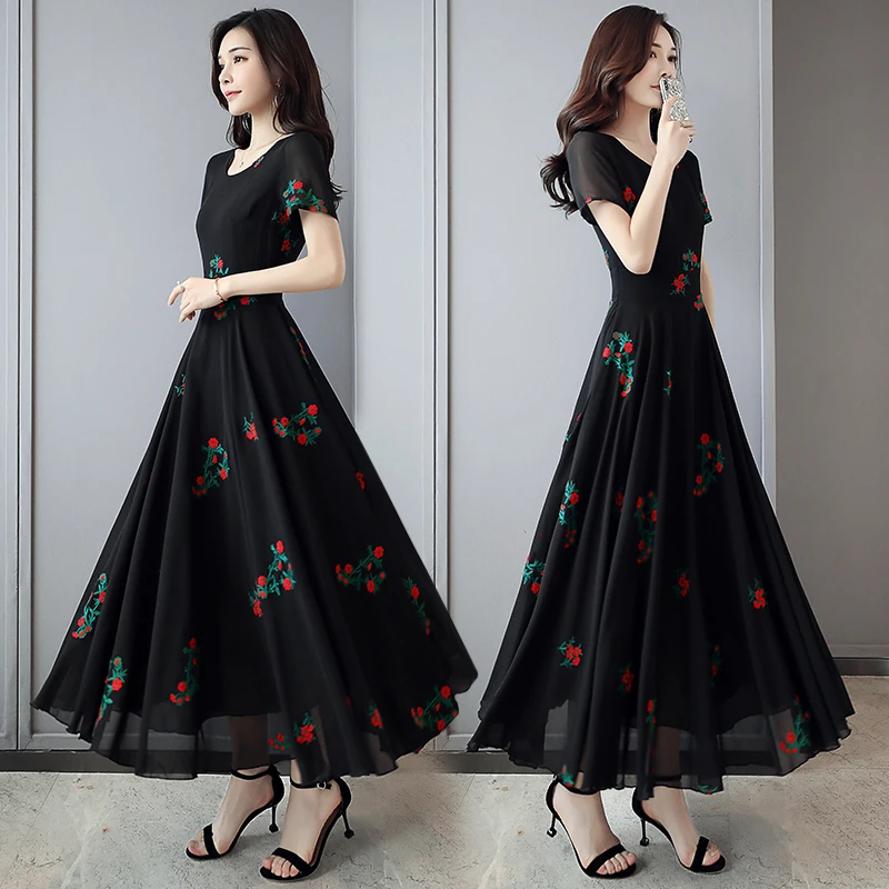 Hot Women Chiffon Print Maxi Dress Plus Size Casual Floral Embroidered Draped O-neck Beach Boho Banquet Party Dresses Vestidos
Hot Women Chiffon Print Maxi Dress Plus Size Casual Floral Embroidered Draped O-neck Beach Boho Banquet Party Dresses Vestidos