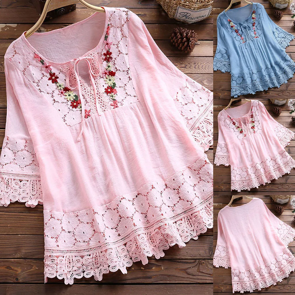 High Quality Casual Women Vintage Lace Patchwork Bow V-Neck Three Quarter Blouses Top Travel Teenage Holiday
High Quality Casual Women Vintage Lace Patchwork Bow V-Neck Three Quarter Blouses Top Travel Teenage Holiday