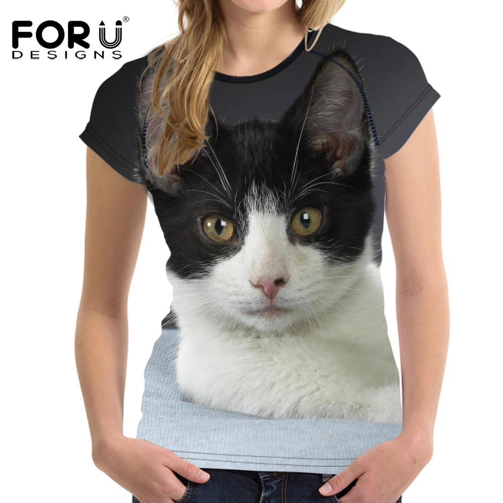 FORUDESIGNS T-shirt O-Neck Women Summer Funny t shirts 3D Cat Printing Femme Tops Tom T Shirts Fashion Animal t-shirt for Ladies
FORUDESIGNS T-shirt O-Neck Women Summer Funny t shirts 3D Cat Printing Femme Tops Tom T Shirts Fashion Animal t-shirt for Ladies