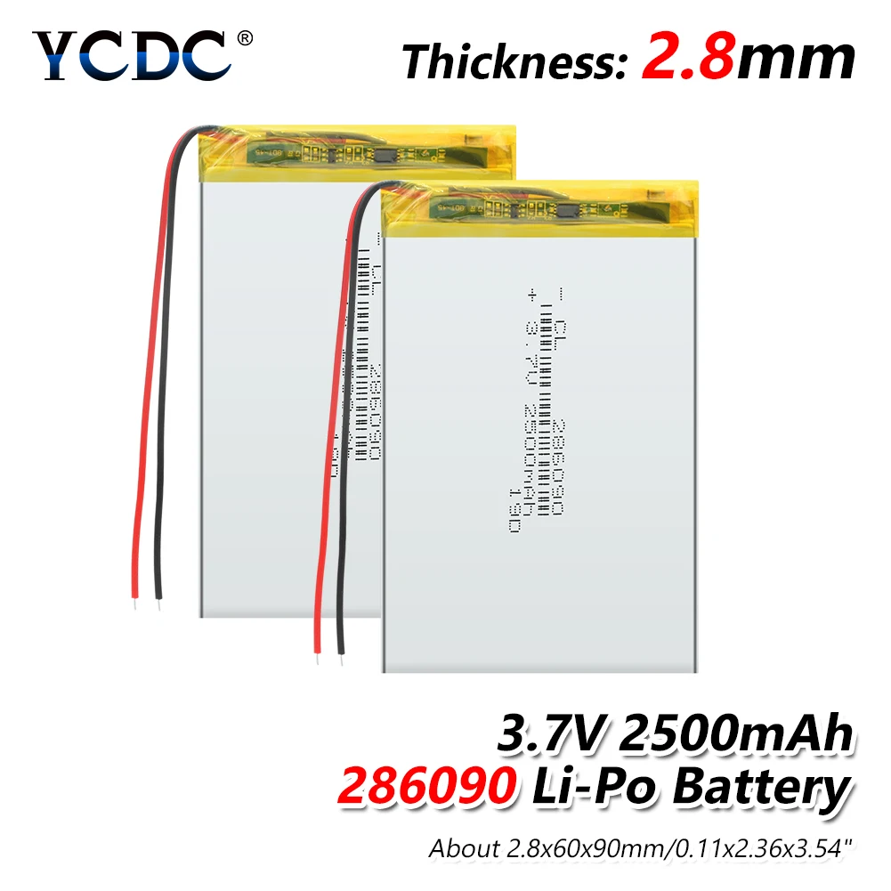 1/2/4 Pieces 3.7V 286090 2500mAh Rechargeable Lithium Polymer Lipo Battery Replacement Cells For E-book Power Bank IPad PSP
1/2/4 Pieces 3.7V 286090 2500mAh Rechargeable Lithium Polymer Lipo Battery Replacement Cells For E-book Power Bank IPad PSP