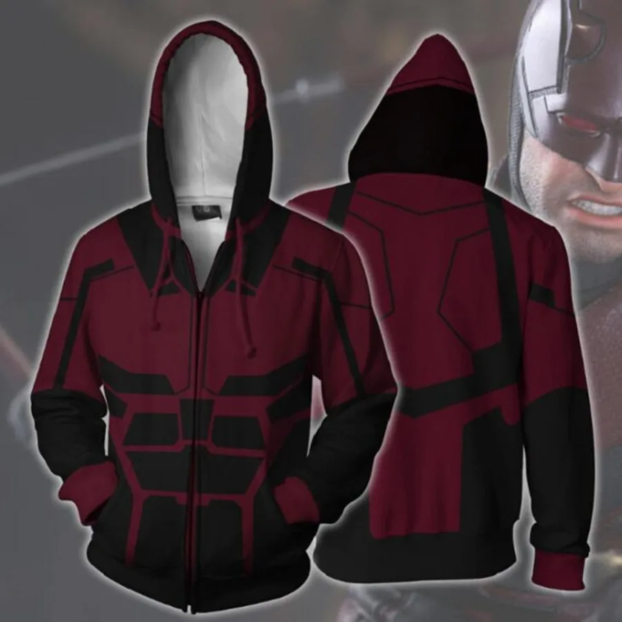 3d Print Marvel Super hero Movie Daredevil Sweatshirts Hoodie Cosplay Costume Jackets Men Top Coat Zipper Casual Hoded
3d Print Marvel Super hero Movie Daredevil Sweatshirts Hoodie Cosplay Costume Jackets Men Top Coat Zipper Casual Hoded