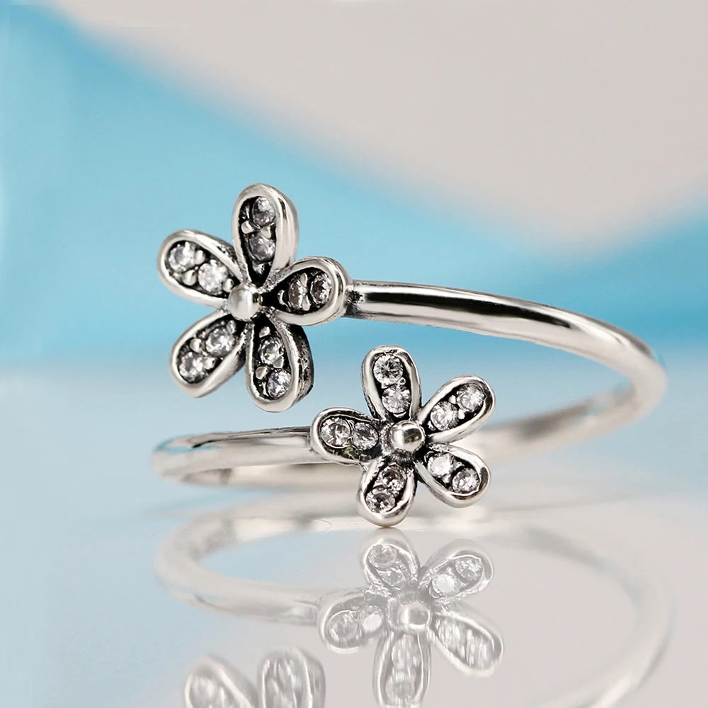 Sparkling 925 Sterling Silver Open Silhouette Floral Motif Two Dazzling Daisies Rings Cubic Zirconia Wedding Ring For Women
Sparkling 925 Sterling Silver Open Silhouette Floral Motif Two Dazzling Daisies Rings Cubic Zirconia Wedding Ring For Women