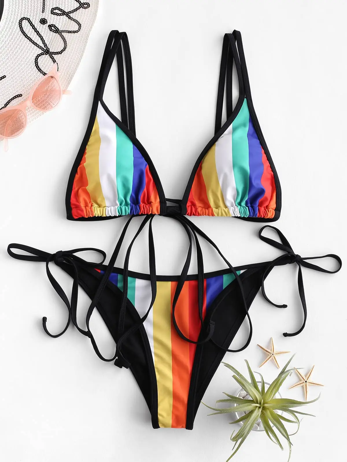 ZAFUL Sexy Colorful Rainbow Striped Bikini Set Tie Side Biquini Bathing Suit Thong Bandage Swimsuit Sport Swimwear Women Push Up
ZAFUL Sexy Colorful Rainbow Striped Bikini Set Tie Side Biquini Bathing Suit Thong Bandage Swimsuit Sport Swimwear Women Push Up