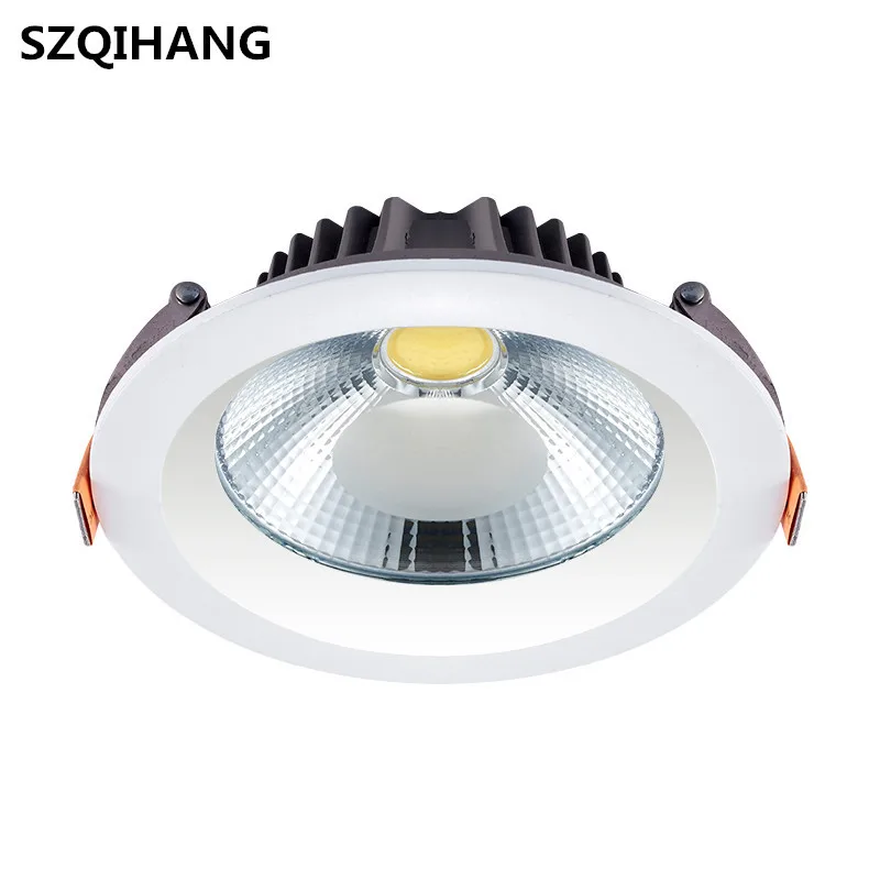 Ultra Bright Round White Shell LED Downlight 10W 15W 20W 30W Aluminum AC85-265V Down Light Ceiling Recessed Spot | Лампы и освещение