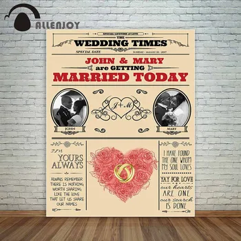 Allenjoy Original design vintage newspaper style wedding background fun theme pink love heart flowers golden rings decoration
Allenjoy Original design vintage newspaper style wedding background fun theme pink love heart flowers golden rings decoration