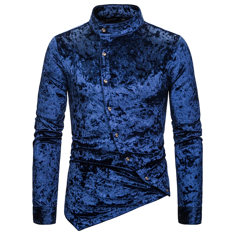 2019 Men Shirt Irregular Diagonal Button Camisa Masculina Casual Personality Long Sleeve Henry Collar Diamond Velvet Shirts
2019 Men Shirt Irregular Diagonal Button Camisa Masculina Casual Personality Long Sleeve Henry Collar Diamond Velvet Shirts