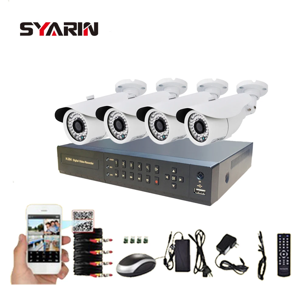 Фото Syarin 4ch полный 1080n CCTV Системы AHD-NH 4-канальный DVR с 1200tvl AHD 720 P открытый наблюдения