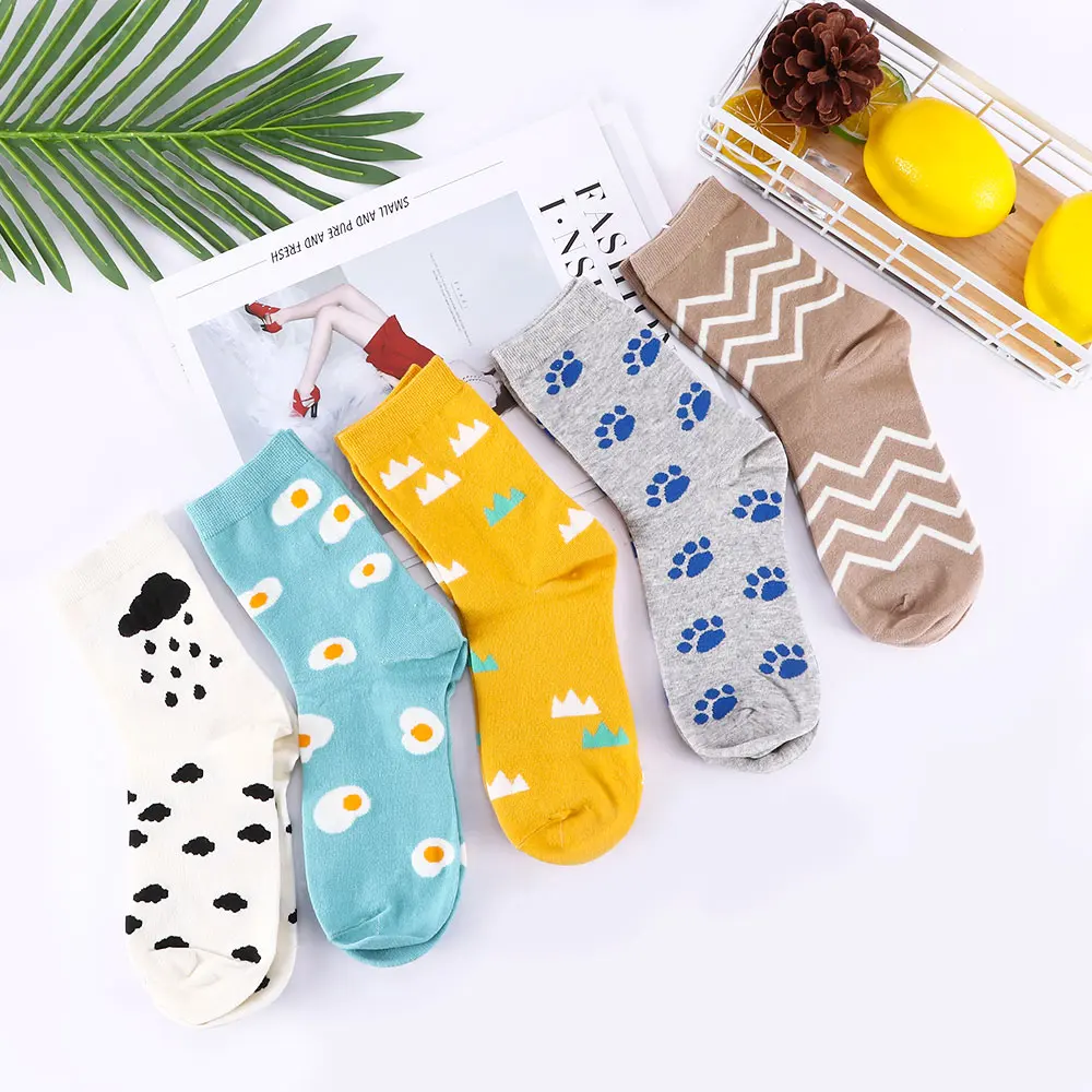 1 Pair Hot Sale Women Candy Color Creative Pattern Footprint Egg Mountain Raindrop Striped Socks For Spring Summer
1 Pair Hot Sale Women Candy Color Creative Pattern Footprint Egg Mountain Raindrop Striped Socks For Spring Summer