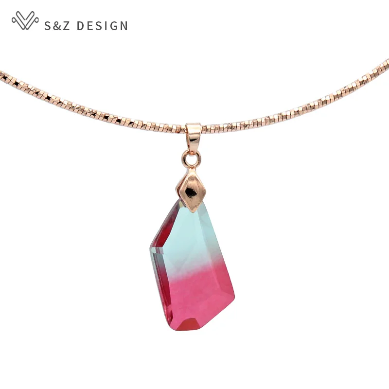 S&Z New Elegant 585 Rose Gold Colorful Imitation Tourmaline Pendant Necklaces for Women Girl's Choker Necklaces Jewelry Shipping
S&Z New Elegant 585 Rose Gold Colorful Imitation Tourmaline Pendant Necklaces for Women Girl's Choker Necklaces Jewelry Shipping