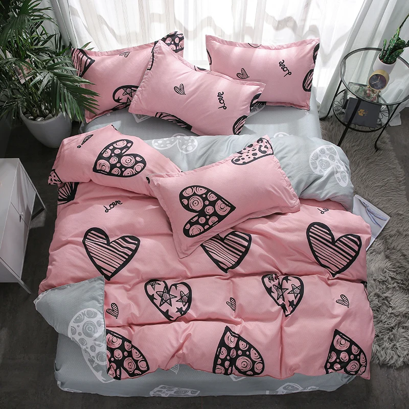 Home Textile Girls Pink Bedding Set Single Bed Linen Twin Full Queen King Size Love Heart Duvet Cover Pillowcases Grey Bed Sheet
Home Textile Girls Pink Bedding Set Single Bed Linen Twin Full Queen King Size Love Heart Duvet Cover Pillowcases Grey Bed Sheet