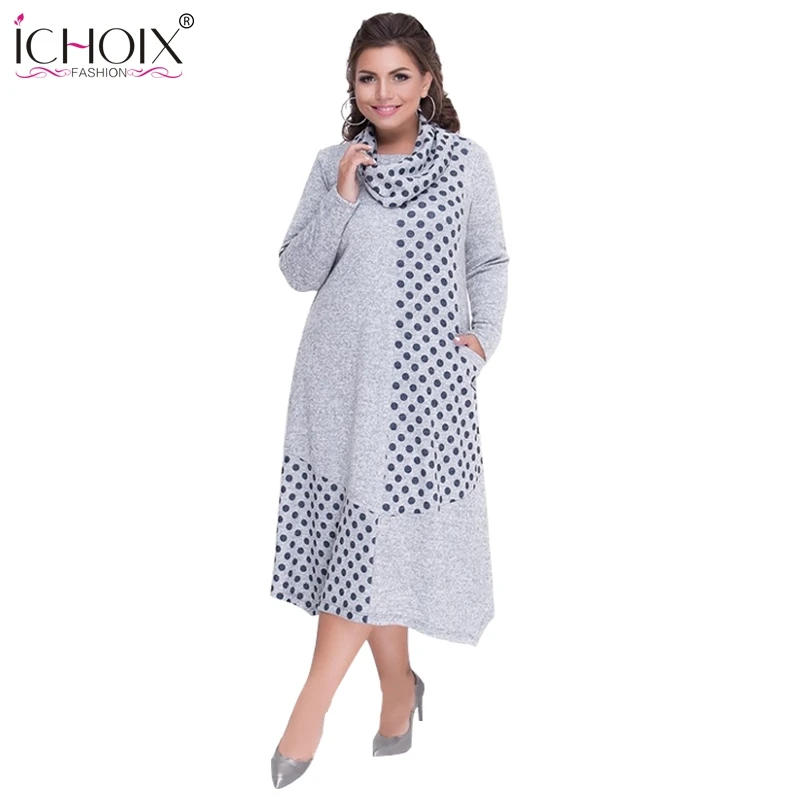 Plus Size 6xl Winter Dresses Women 2019 Large Size Turtleneck Loose Dress Dot Patchwork Warm Elegant Cotton Dress Women Clothing
Plus Size 6xl Winter Dresses Women 2019 Large Size Turtleneck Loose Dress Dot Patchwork Warm Elegant Cotton Dress Women Clothing