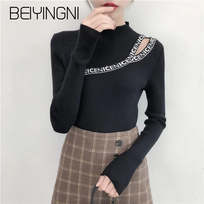 Beiyingni Off Shoulder Sweater Womans White Black Gray Sexy Letter Embroidery Knit Tops Female OL Autumn Fashion Pullover Ladies
Beiyingni Off Shoulder Sweater Womans White Black Gray Sexy Letter Embroidery Knit Tops Female OL Autumn Fashion Pullover Ladies
