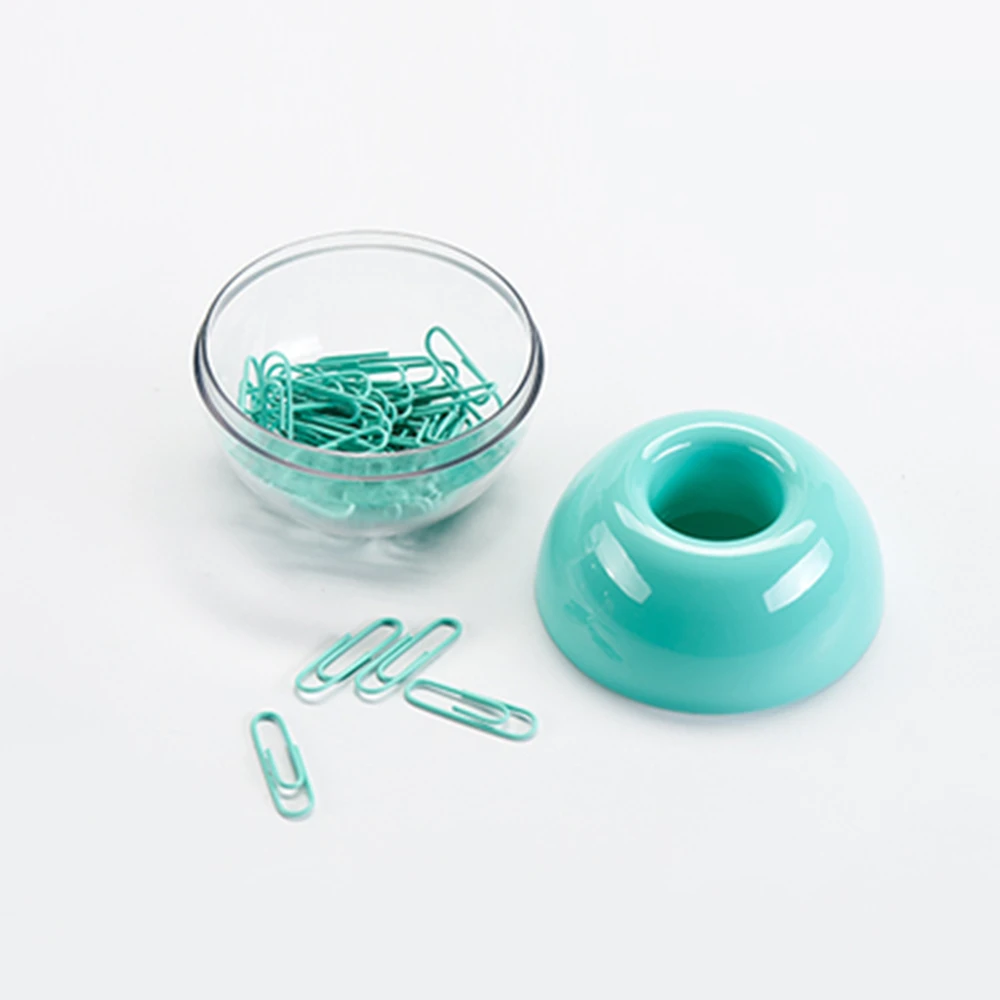 green 28mm paper clips dispenser holder