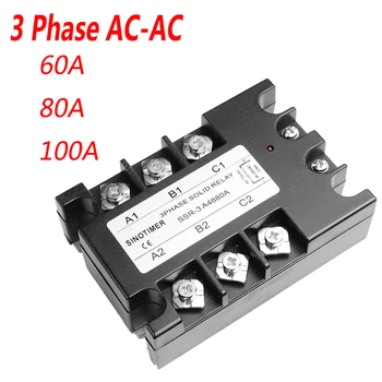 3 Phase Relay 60A 80A 100A SSR 90-280V AC 20mA AC to AC Solid State Relay Three Phase Rele with Cover
3 Phase Relay 60A 80A 100A SSR 90-280V AC 20mA AC to AC Solid State Relay Three Phase Rele with Cover