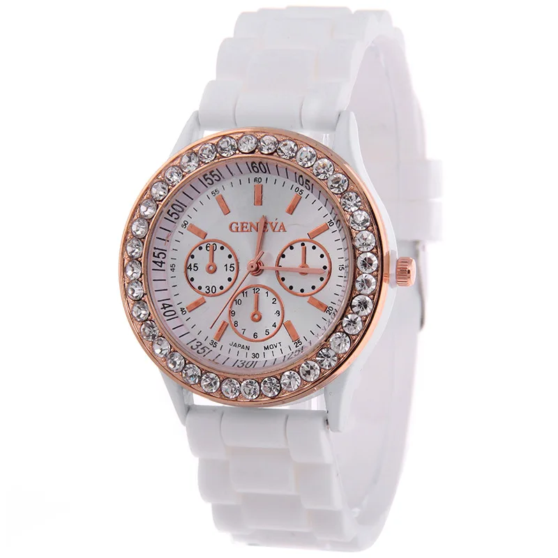 Hot sales Geneva brand Silicone watch women ladies crystal dress quartz wristwatches Relojes Mujer GV007
Hot sales Geneva brand Silicone watch women ladies crystal dress quartz wristwatches Relojes Mujer GV007