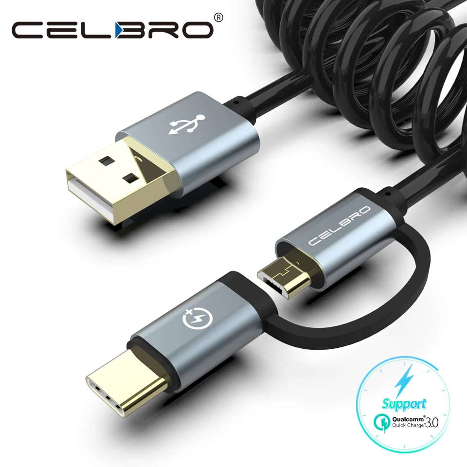 USB Charger Micro USB Type C Spring Coiled Cable for Mobile Phone Samsung 2-IN-1 USB-C Retractable Extension Charger Cable Short
USB Charger Micro USB Type C Spring Coiled Cable for Mobile Phone Samsung 2-IN-1 USB-C Retractable Extension Charger Cable Short