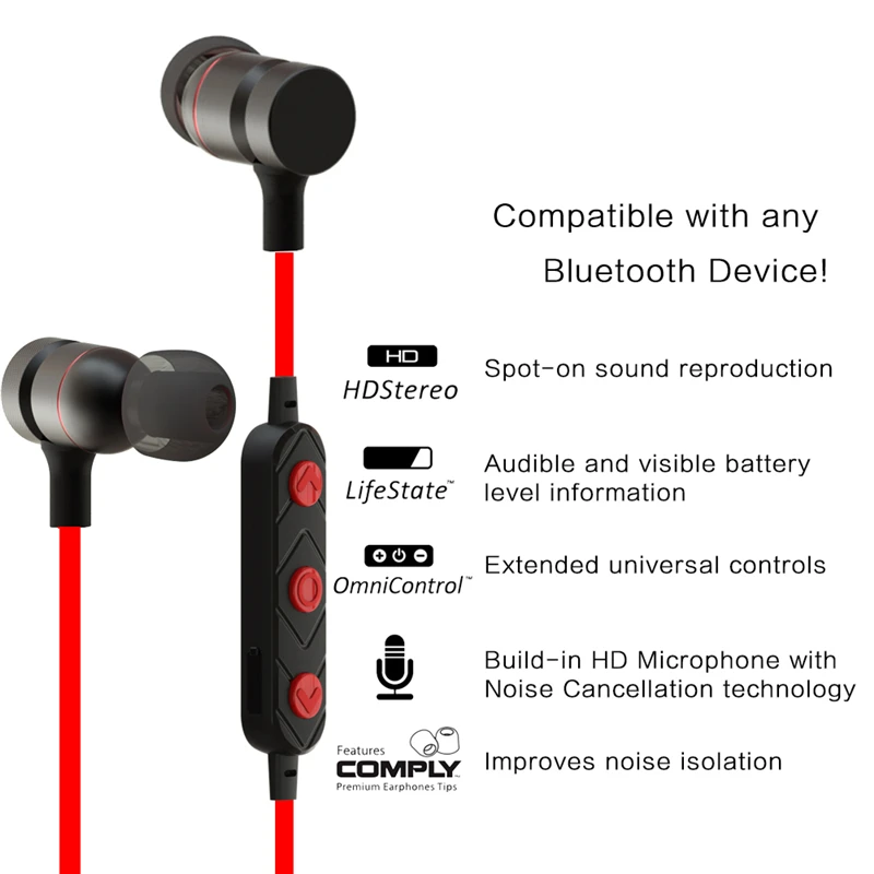 HT9 Bluetooth Headphone Magnet Wireless In-Ear Noise Reduction Earphone With Microphone Sweatproof Stereo Headset For Phone HT9 Bluetooth Headphone Magnet Wireless In-Ear Noise Reduction Earphone With Microphone Sweatproof Stereo Headset For Phone