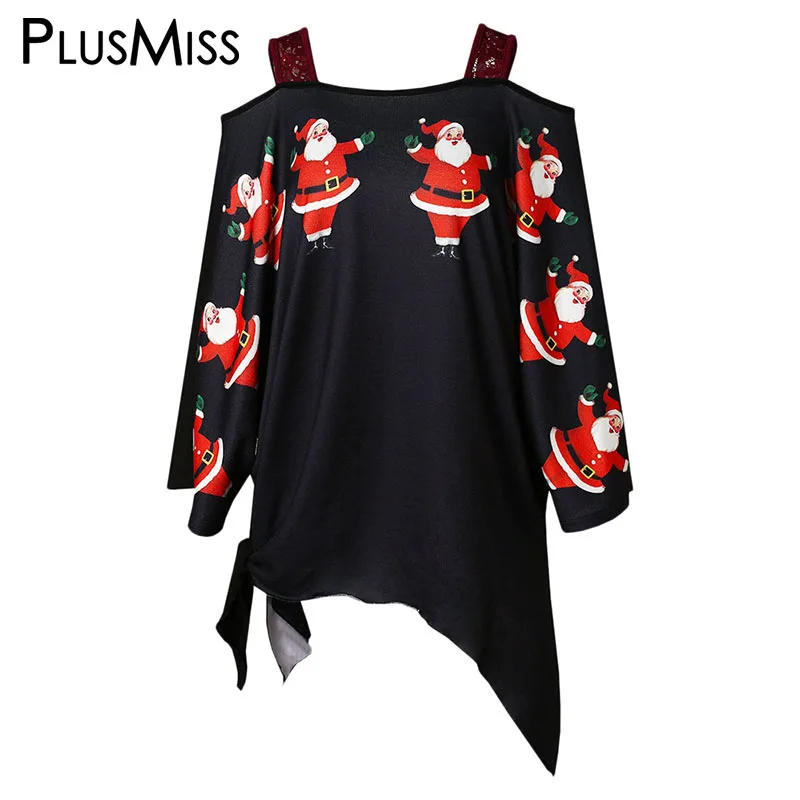 PlusMiss Plus Size 5XL Christmas Party Santa Claus Printed Off Shoulder Tops Women Loose Asymmetrical Blouse Big Size XXXXL XXXL
PlusMiss Plus Size 5XL Christmas Party Santa Claus Printed Off Shoulder Tops Women Loose Asymmetrical Blouse Big Size XXXXL XXXL