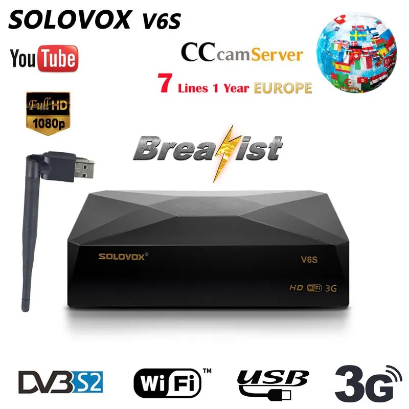 SOLOVOX V6S Satellite TV Receiver support Spain cccam m3u Protocal HD USB WIFI NEWCAMD Xtream Stalker Youtube receiver pk h96max
SOLOVOX V6S Satellite TV Receiver support Spain cccam m3u Protocal HD USB WIFI NEWCAMD Xtream Stalker Youtube receiver pk h96max