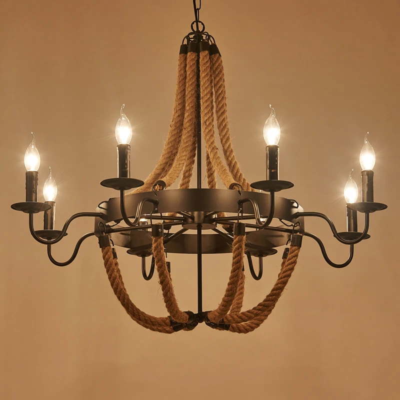 Rope chandelier Black Color suspension lamp Loft Industrial Retro Rustic Vintage Indoor home E14 Candle wrought iron Chandelier
Rope chandelier Black Color suspension lamp Loft Industrial Retro Rustic Vintage Indoor home E14 Candle wrought iron Chandelier