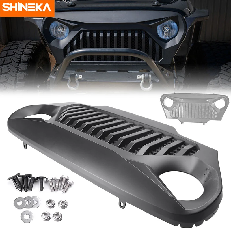 

SHINEKA Racing Grills Car Front Grill Grille Angry Bird for Jeep Wrangler TJ 1997 1998 1999 2000 2001 2002 2003 2004 2005 2006