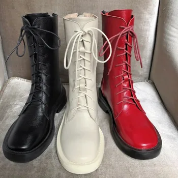 MLJUESE 2020 women Mid-calf boots cow leather autumn spring lace up red color low heels women riding boots party wedding
MLJUESE 2020 women Mid-calf boots cow leather autumn spring lace up red color low heels women riding boots party wedding