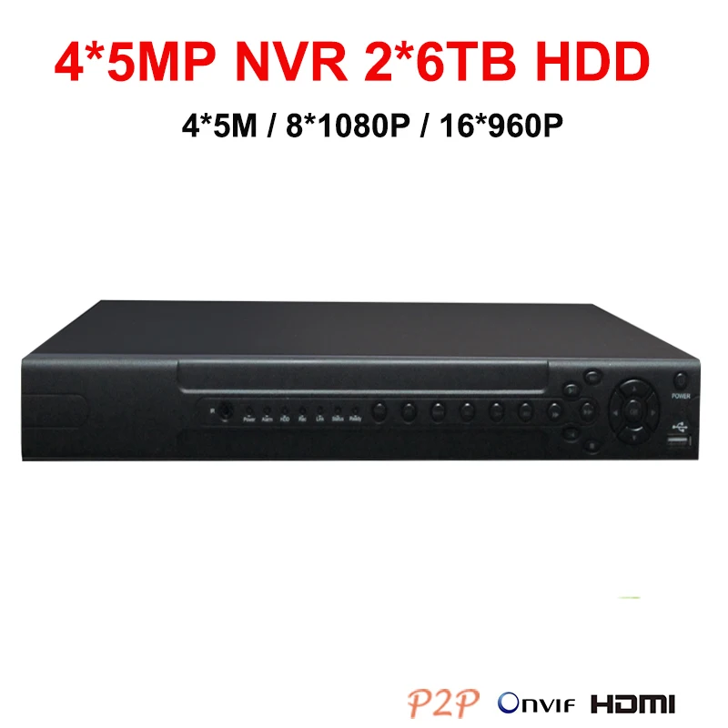 4*5 м/8*1080 P/16*960 P NVR IP видео Регистраторы сети ip 2*6 ТБ SATA HDD при макс с HDMI VGA P2P