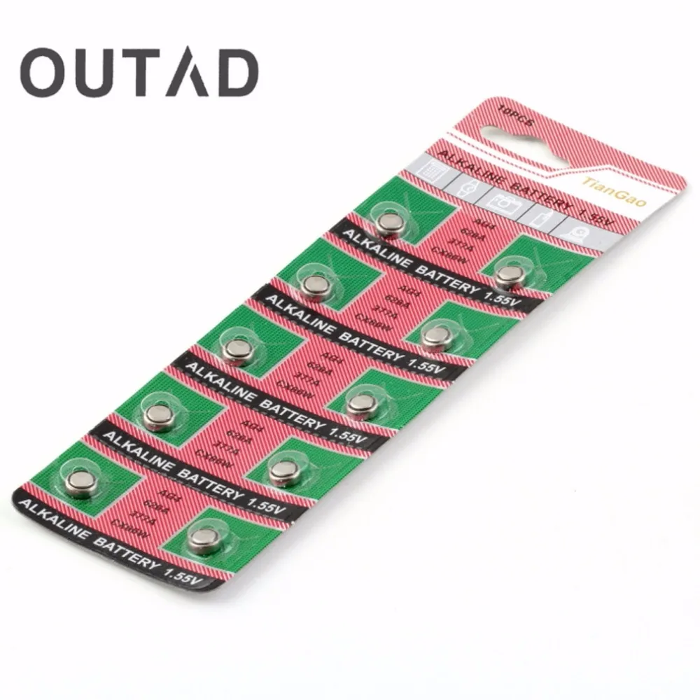 Аккумуляторы для часов OUTAD 10 шт. AG4 LR626 LR-626 177 377A SR626 1 5 В Щелочная батарейка-кнопка