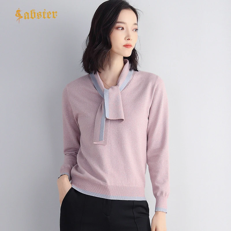 Fashion Scarf Collor Sweater Female Spring Autumn Sweater pullovers Women Bright silk Knitted Jumper Sweater Tops kz535
Fashion Scarf Collor Sweater Female Spring Autumn Sweater pullovers Women Bright silk Knitted Jumper Sweater Tops kz535