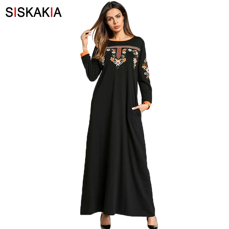 Siskakia ethnic Embroidered contrast color patchwork Fashion muslim dress women slim A line maxi long dress long sleeve Spring
Siskakia ethnic Embroidered contrast color patchwork Fashion muslim dress women slim A line maxi long dress long sleeve Spring