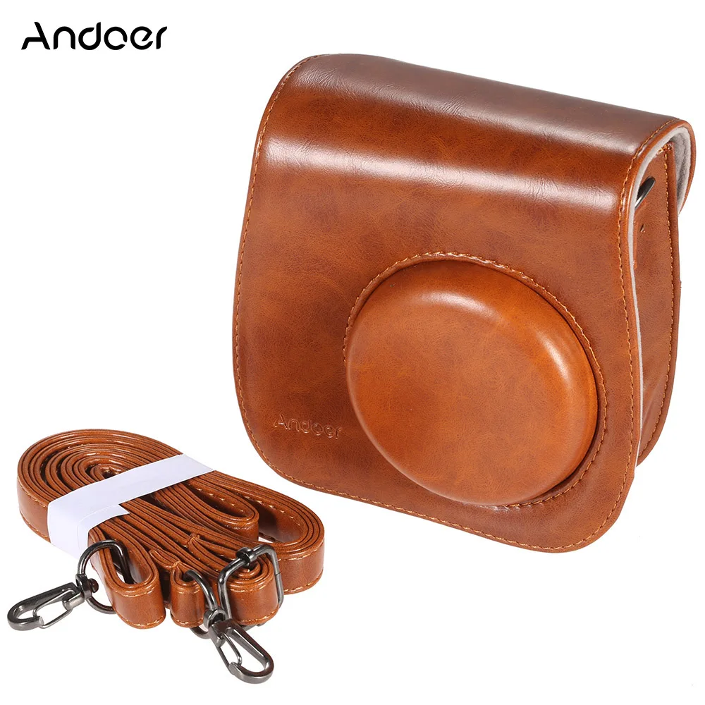 

Andoer Leather Camera Case Bag Cover for Fuji Fujifilm Instax Mini 8/ 9+/8s Single Shoulder Bag