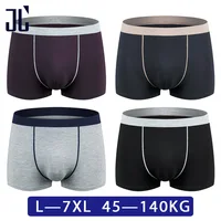 JL Underwear Boxers Men 100KG L-7XL Plus Size Solid Bamboo Modal Sexy Boxers Shorts Men Brand Underwear Underpants Male Panties image