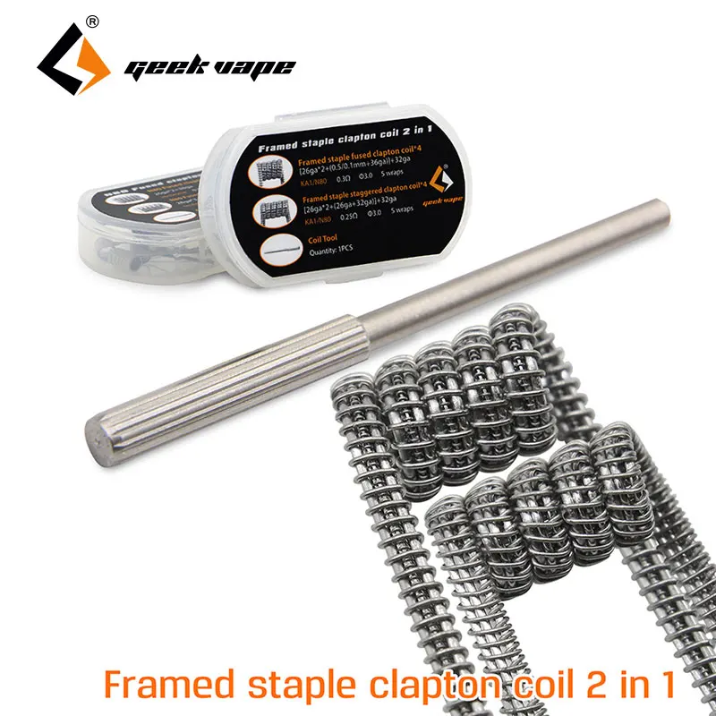 100% Original 8pcs GeekVape Framed Staple Coil 2 In 1 (5 Wraps) for RBA/RDTA/RDA Tank Atomizer Electronic Cigarette DIY Coil
100% Original 8pcs GeekVape Framed Staple Coil 2 In 1 (5 Wraps) for RBA/RDTA/RDA Tank Atomizer Electronic Cigarette DIY Coil