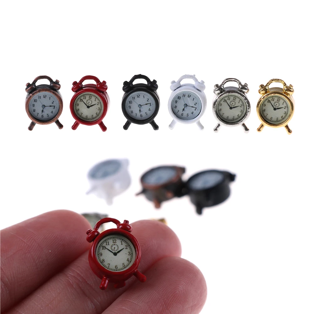 

1pcs Dollhouse 1:12 Scale Alarm Clock Miniature Mini Home Decoration Toy Doll Kitchen Living Room Accessories 6 Colors