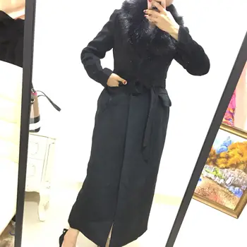 Winter fashion women woolen coat high imitation big fur collar black belted cashmere coat women slim x-long coat
Winter fashion women woolen coat high imitation big fur collar black belted cashmere coat women slim x-long coat