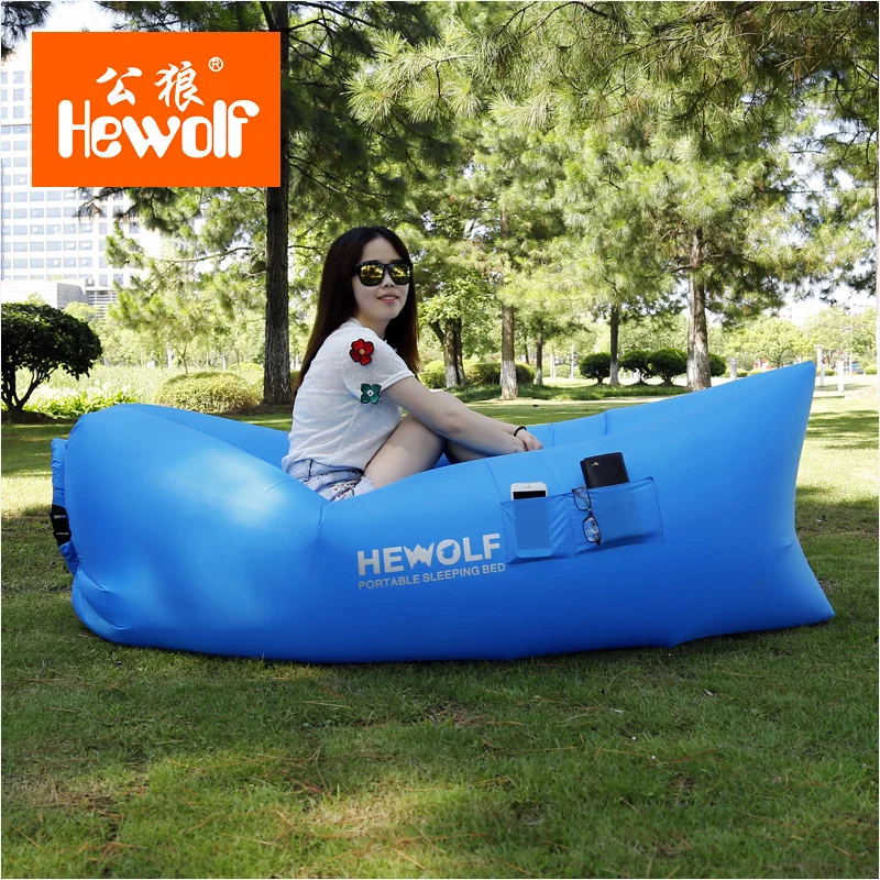 Image Male wolf outdoor portable inflatable sofa bed lazy gas bed single bed indoor break fast charging air cushion
