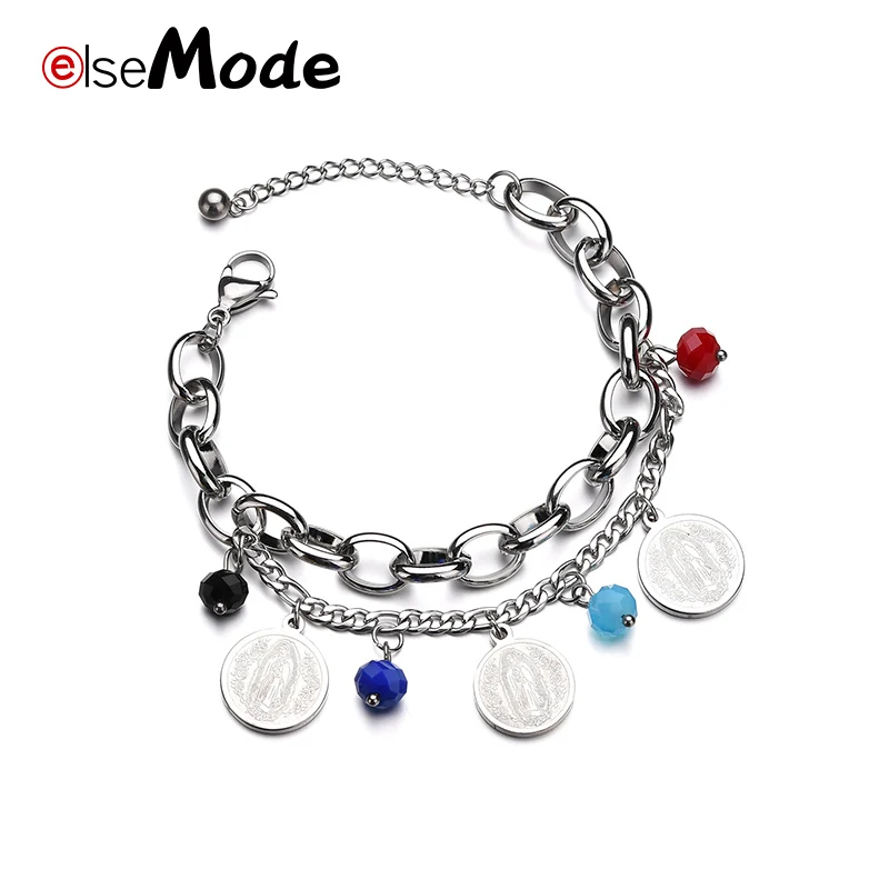 ELSEMODE Never fade Stainless Steel Bracelets for Women Titanium Steel Virgin Mary Cross Bracelet Jewelry Manufacturers
ELSEMODE Never fade Stainless Steel Bracelets for Women Titanium Steel Virgin Mary Cross Bracelet Jewelry Manufacturers