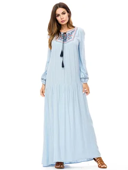 Casual Embroidery Long Dress Maxi Abaya Full Dress Kimono Tassels Loose Muslim Long Robe Gowns Middle East Islamic Clothing
Casual Embroidery Long Dress Maxi Abaya Full Dress Kimono Tassels Loose Muslim Long Robe Gowns Middle East Islamic Clothing