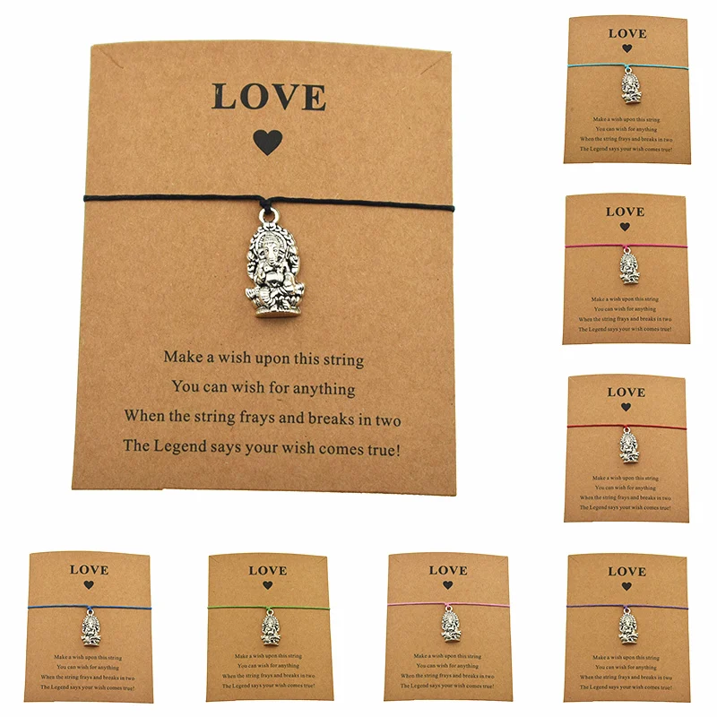 Lucky Handmade Ganesha Buddha Animal Elephant Charm Wax Cords Bracelets for Women Men Lover Couple Make a Wish Love Card Jewelry
Lucky Handmade Ganesha Buddha Animal Elephant Charm Wax Cords Bracelets for Women Men Lover Couple Make a Wish Love Card Jewelry