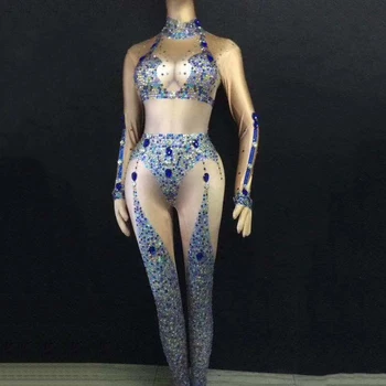Sexy Rhinestone Bodysuit Stretch Nude Crystals Leotard Stage Dance Costume Female Singer Dancer Performance Dancing Wear DT346
Sexy Rhinestone Bodysuit Stretch Nude Crystals Leotard Stage Dance Costume Female Singer Dancer Performance Dancing Wear DT346