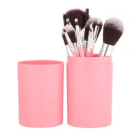 2017 New 12Pcs/Sets Eye Shadow Foundation Eyebrow Lip Brush cosmetics Makeup Brushes Tool Leather Cup Holder Case Kit D1 image