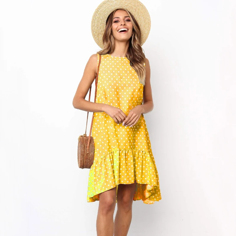 sleeveless summer dress yellow black o neck mini dress for women 2019 casual dress polka dot print vestido verano mujer
sleeveless summer dress yellow black o neck mini dress for women 2019 casual dress polka dot print vestido verano mujer