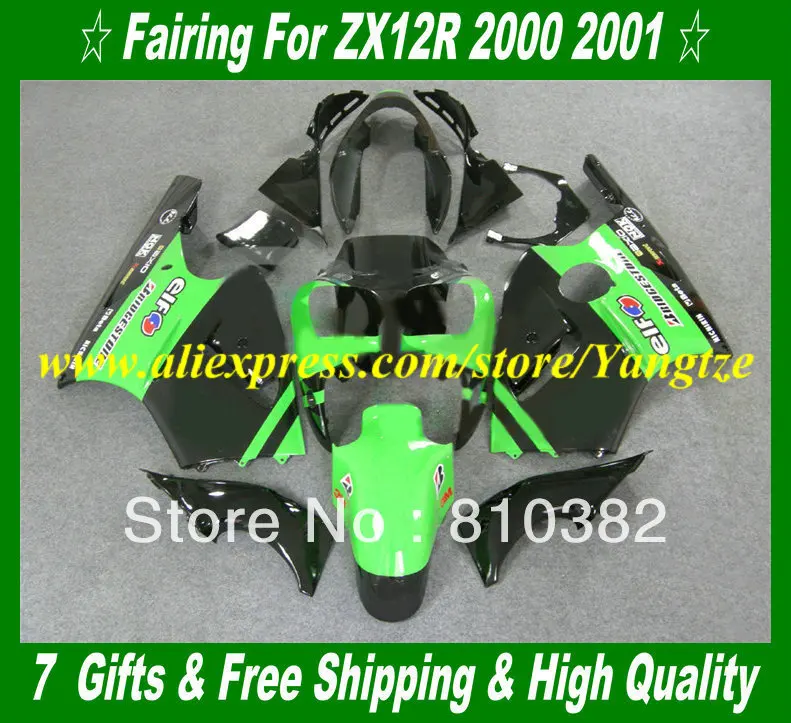 Injection Fairing kits for KAWASAKI Ninja ZX12R 00 01 ZX 12R 2000 2001 ZX-12R Green black Motorcycle Fairings set+gifts HJ20
Injection Fairing kits for KAWASAKI Ninja ZX12R 00 01 ZX 12R 2000 2001 ZX-12R Green black Motorcycle Fairings set+gifts HJ20