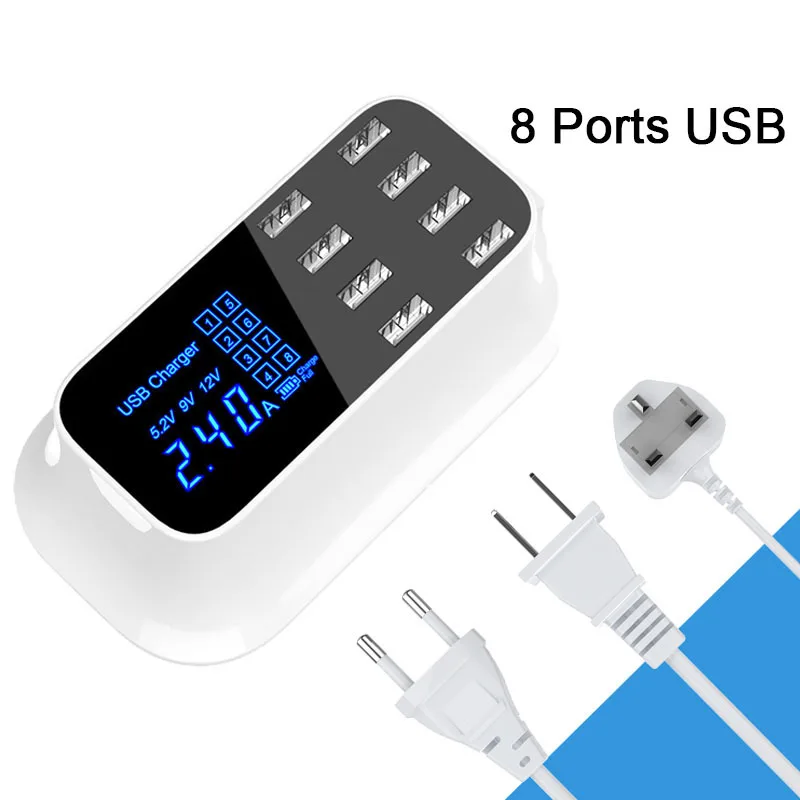 Quick Charge Smart 8 USB Port Charger Station Led Display Fast Charging Phone Tablet USB Charger For IPhone Adapter EU US Plug
Quick Charge Smart 8 USB Port Charger Station Led Display Fast Charging Phone Tablet USB Charger For IPhone Adapter EU US Plug