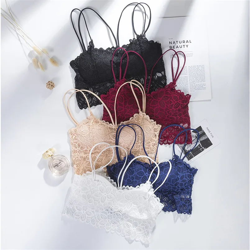 Hollow Out Sexy Lady's Lace Cropped Camis Black White Summer New Double-Strap Wrapped Chest Massage Padded Bras No Steel Ring
Hollow Out Sexy Lady's Lace Cropped Camis Black White Summer New Double-Strap Wrapped Chest Massage Padded Bras No Steel Ring