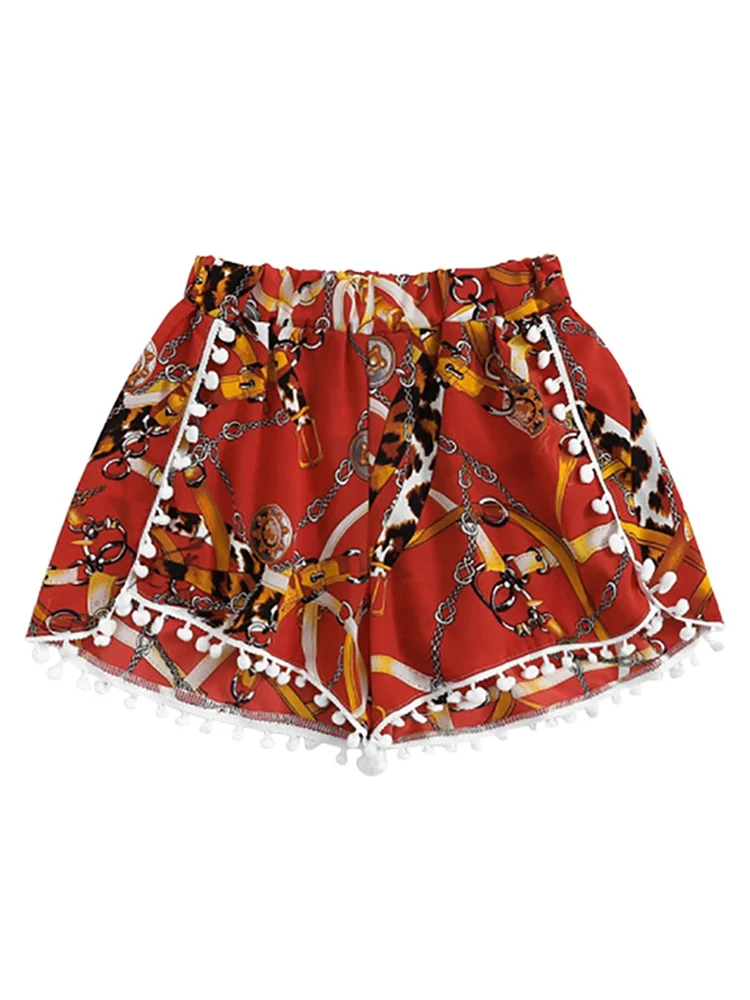 Women Floral Print Elastic Waist Beach High Waist Shorts Summer Chiffon Shorts With Pom-poms New Fashion Women Casual Mini Short
Women Floral Print Elastic Waist Beach High Waist Shorts Summer Chiffon Shorts With Pom-poms New Fashion Women Casual Mini Short