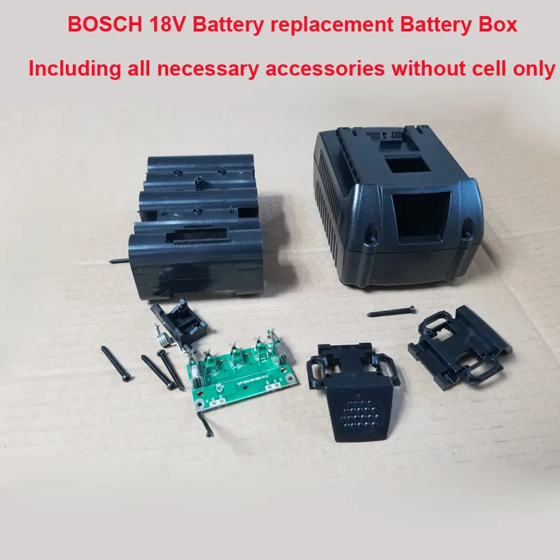 BOSCH 18V 5S Replacement Box storage box with PCB board and GSB/GSR18 plastic case can hold Max 10 pcs 18650 cells
BOSCH 18V 5S Replacement Box storage box with PCB board and GSB/GSR18 plastic case can hold Max 10 pcs 18650 cells