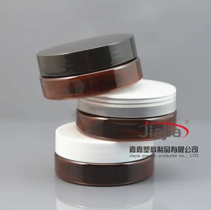 Image 50 grams brown PET Jar,Cosmetic Jar 50g brown Bottle with clear white black PP Lid Make up Packaging Beauty Salon Equipment